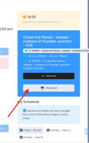 From a desktop device, review your schedule and select the gray checkout button on the right. 